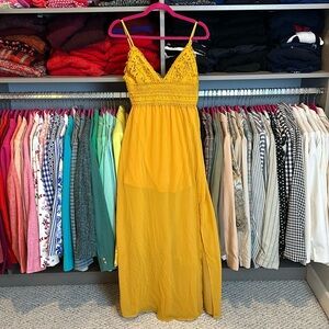 Blashe marigold spaghetti strapped smocked back maxi dress size S
